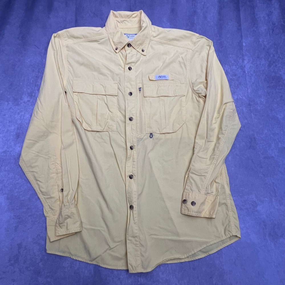 Gander Mountain Guide Series Fishing Shirt Mens S Yellow Excellent Long Sleeve
